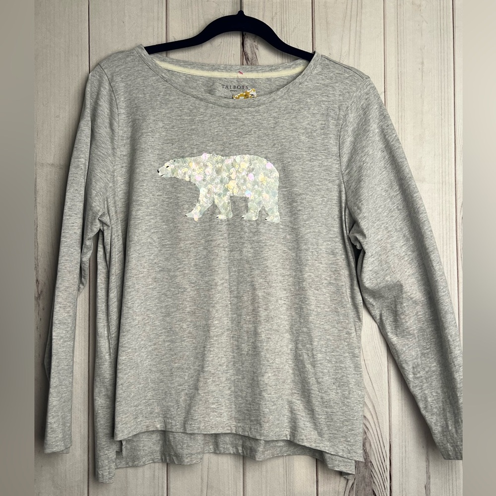 Talbots Gray Long Sleeve with Bear Motif size XLP